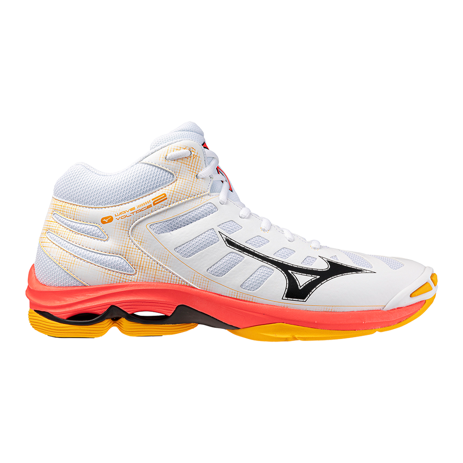 MIZUNO WAVE VOLTAGE 2 MID WHITE CALYPSO CORAL PALE BANANA
